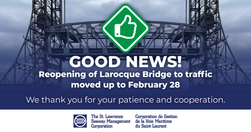 Reopening of Larocque Bridge to traffic move up to February 28 